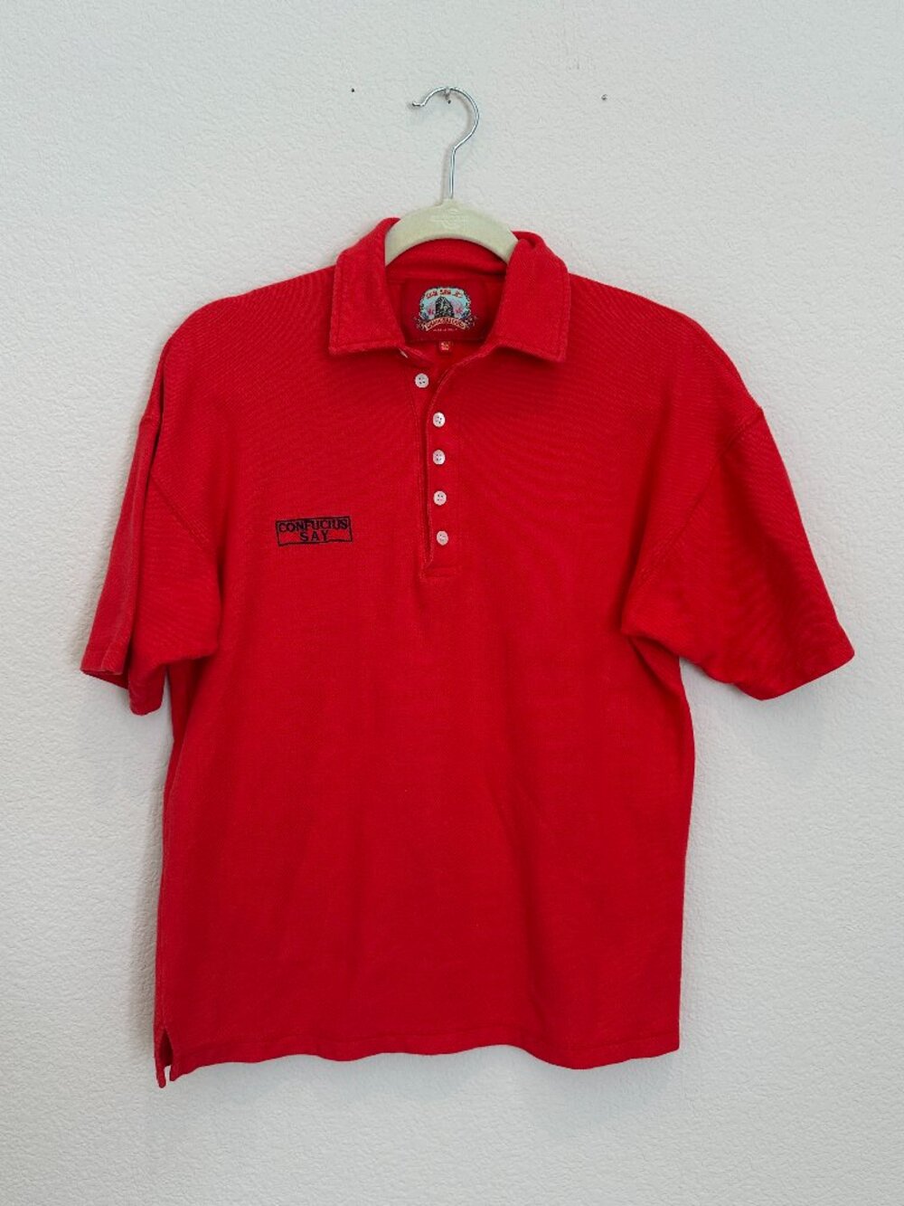 Shanghai Tang Red Polo with "Confucius Say"